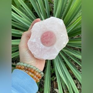 Rose Quarts Candle Holder